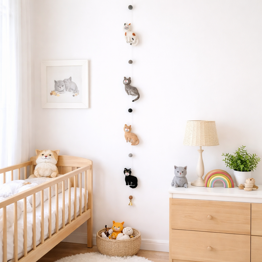 Felt Stitched Cat Garland - Chickadees Wooden Toys