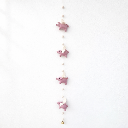 Felt Flying Pig Garland - Chickadees Wooden Toys