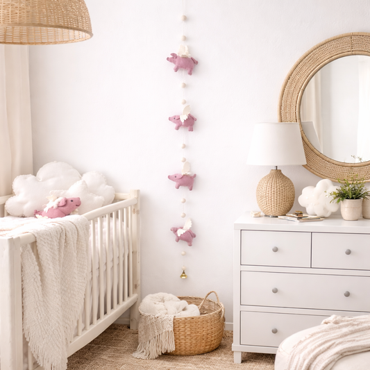 Felt Flying Pig Garland - Chickadees Wooden Toys