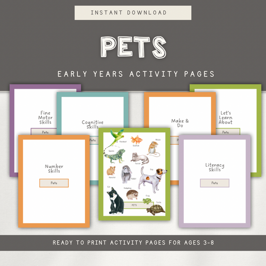 Pet Themed Activity Pages - Chickadees Wooden Toys