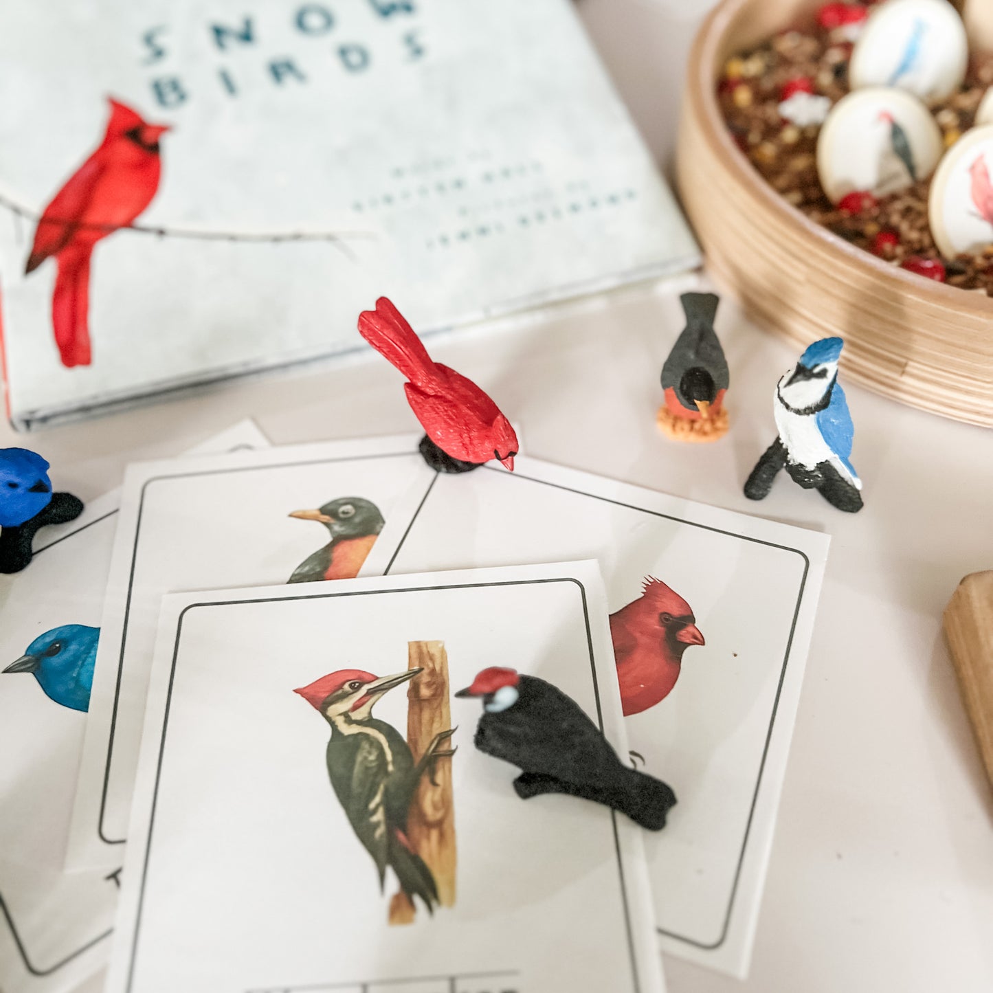 Backyard Birds Matching - Cards & Figures - Chickadees Wooden Toys