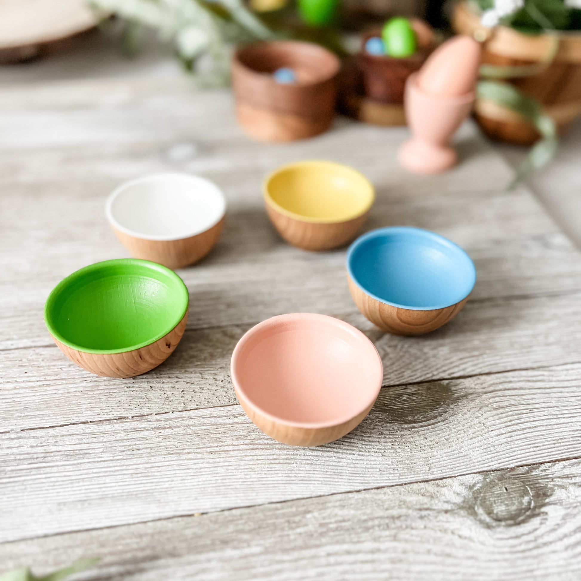 Spring Sorting Bowls - Chickadees Wooden Toys