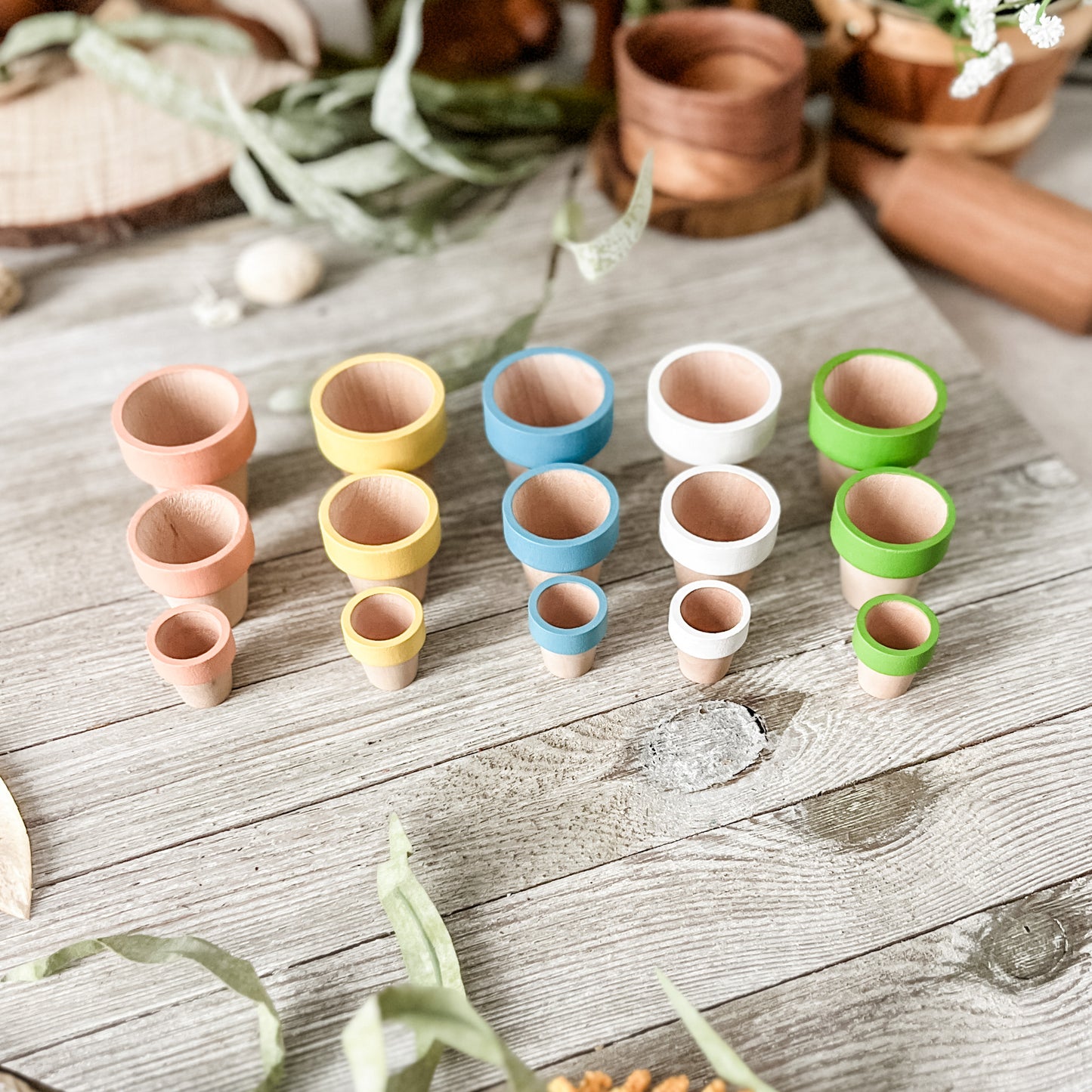 Spring Flower Pots - Chickadees Wooden Toys