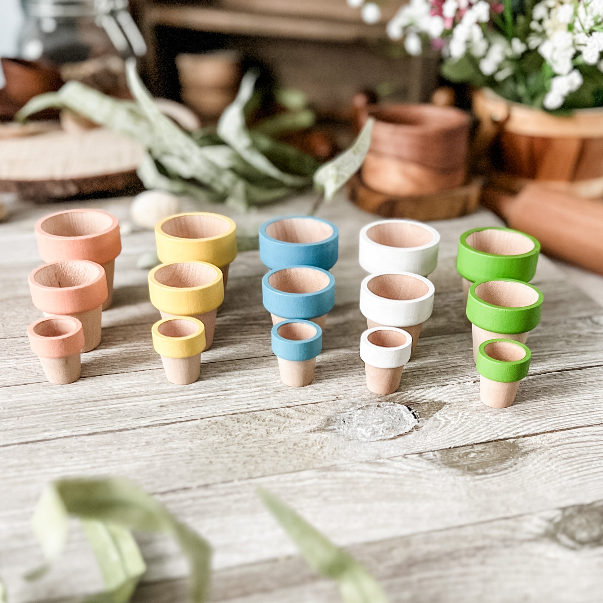 Spring Flower Pots - Chickadees Wooden Toys