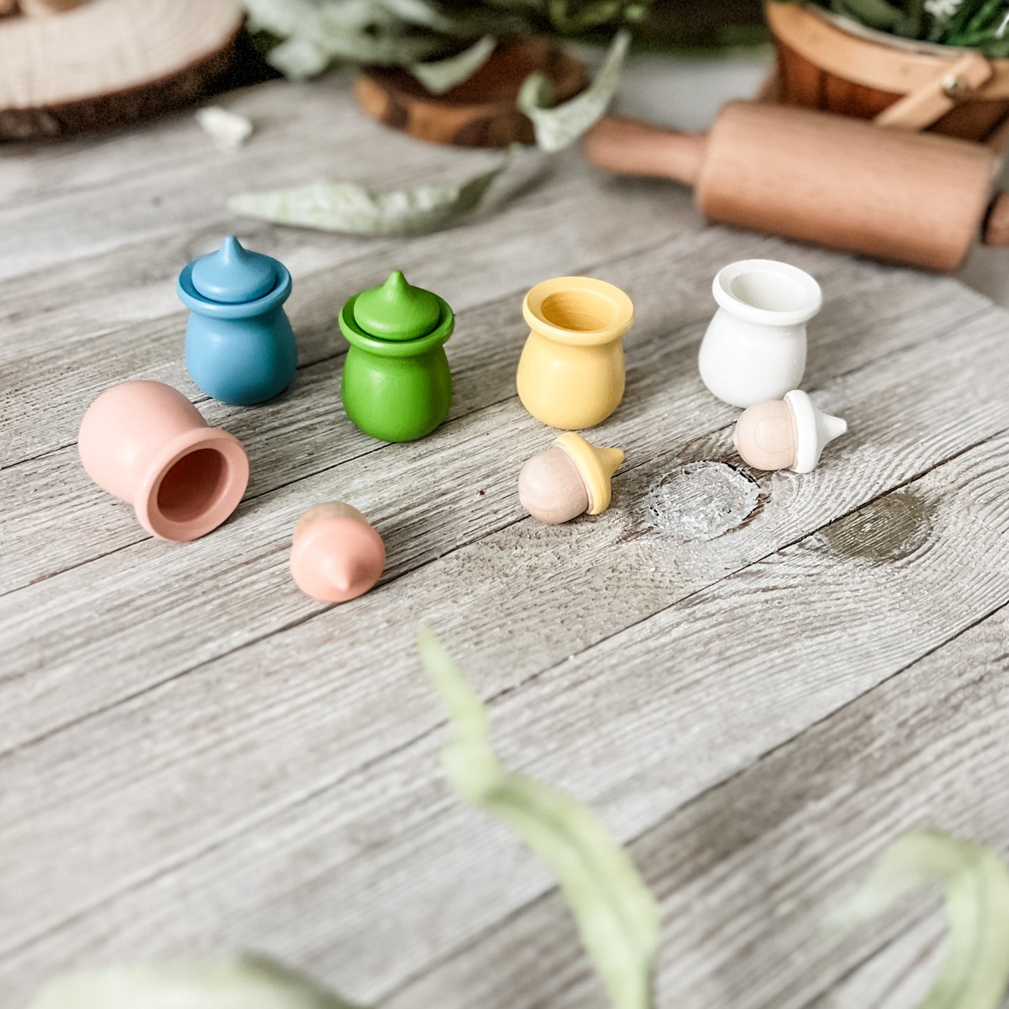 Spring Acorn Pots - Chickadees Wooden Toys