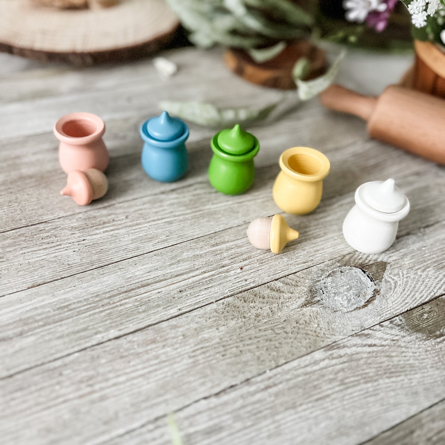 Spring Acorn Pots - Chickadees Wooden Toys