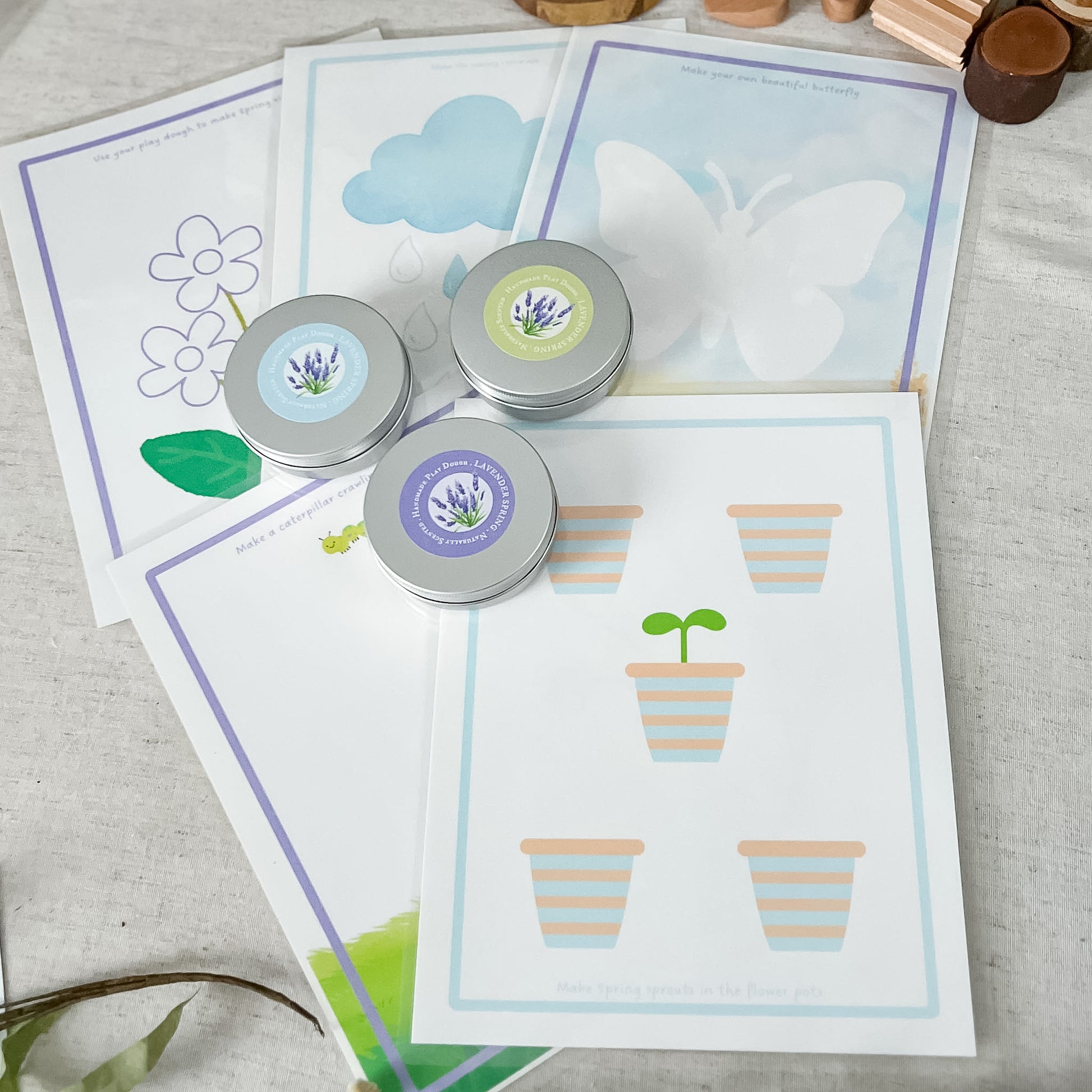 10 SPRING Themed Play Dough Mats - Digital Download - Chickadees Wooden Toys