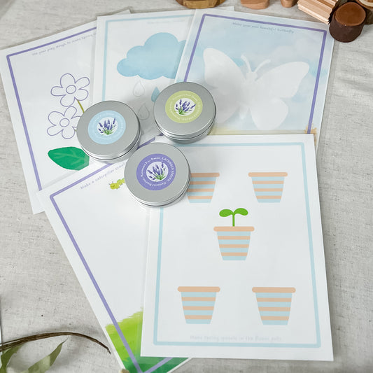 5 Double-sided SPRING Themed Play Dough Mats - Physical Product - Chickadees Wooden Toys