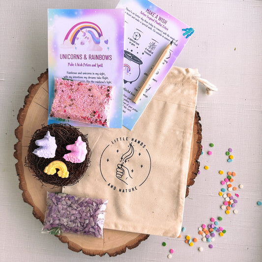 Unicorn and Rainbows Potion Pouch - Party Favor - Chickadees Wooden Toys