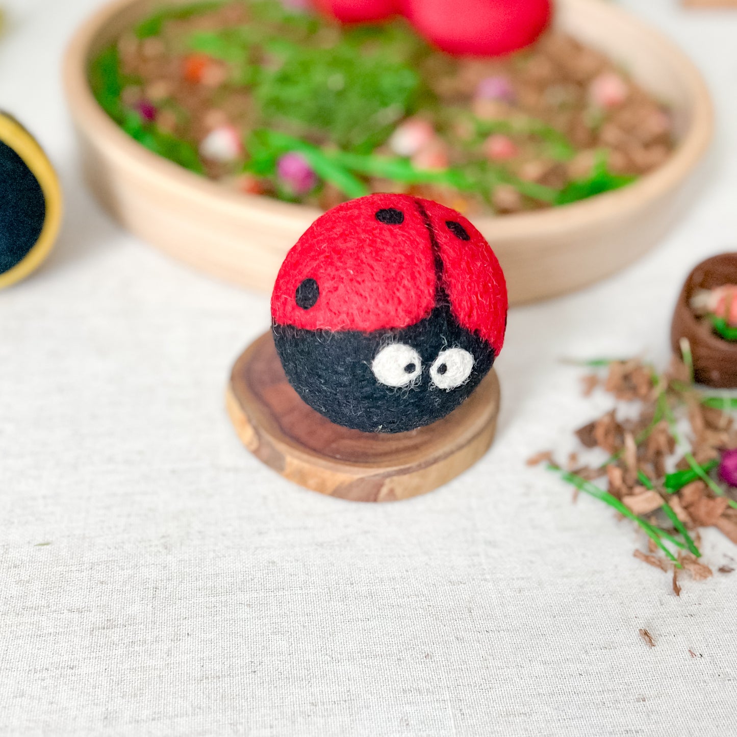 Ladybug & Bumblebee Large Felt Balls - Chickadees Wooden Toys