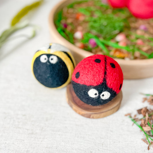 Ladybug & Bumblebee Large Felt Balls - Chickadees Wooden Toys