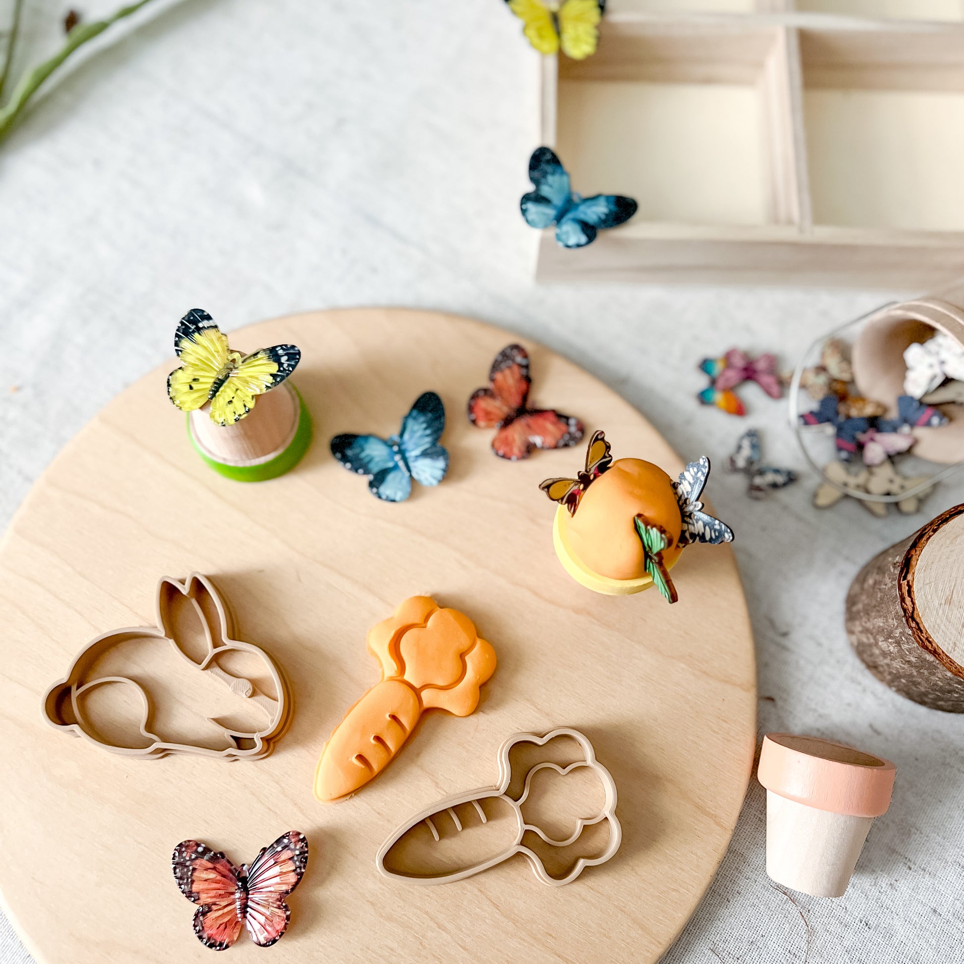 Butterfly Garden Play Dough Set - Chickadees Wooden Toys