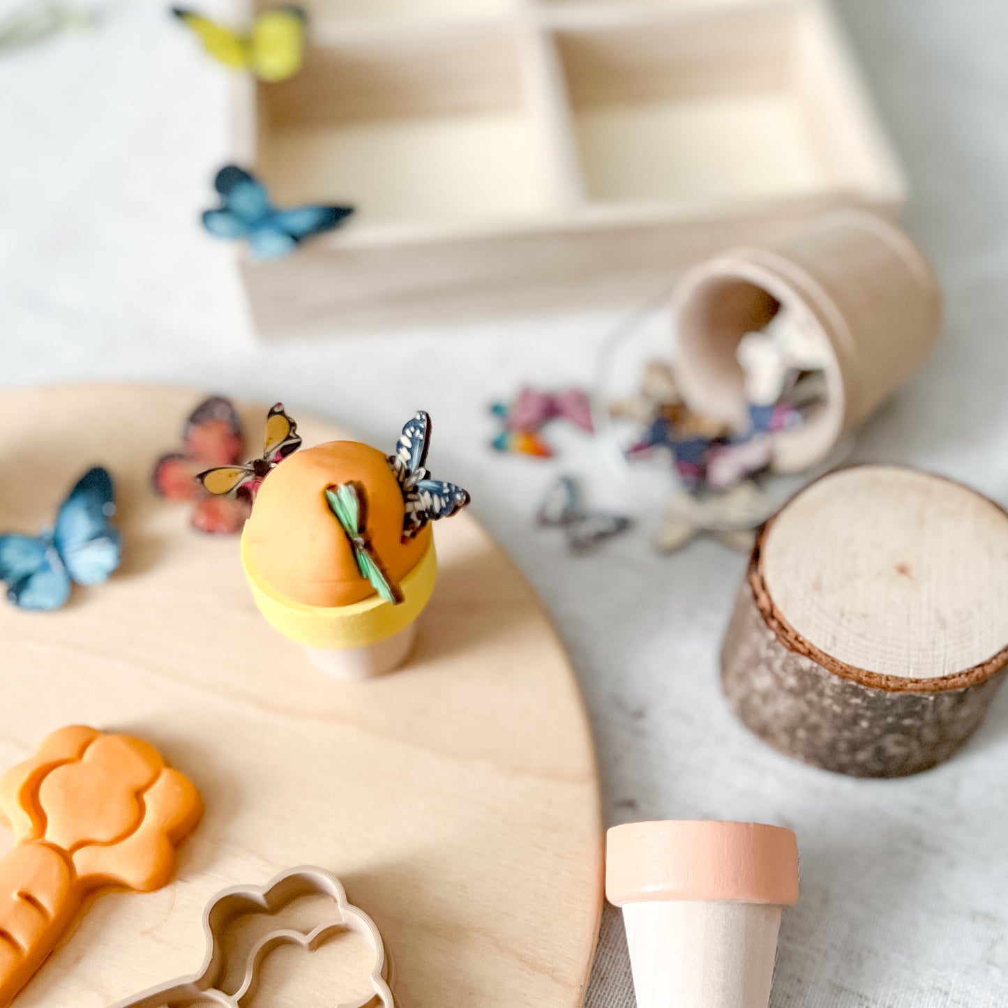 Butterfly Garden Play Dough Set - Chickadees Wooden Toys
