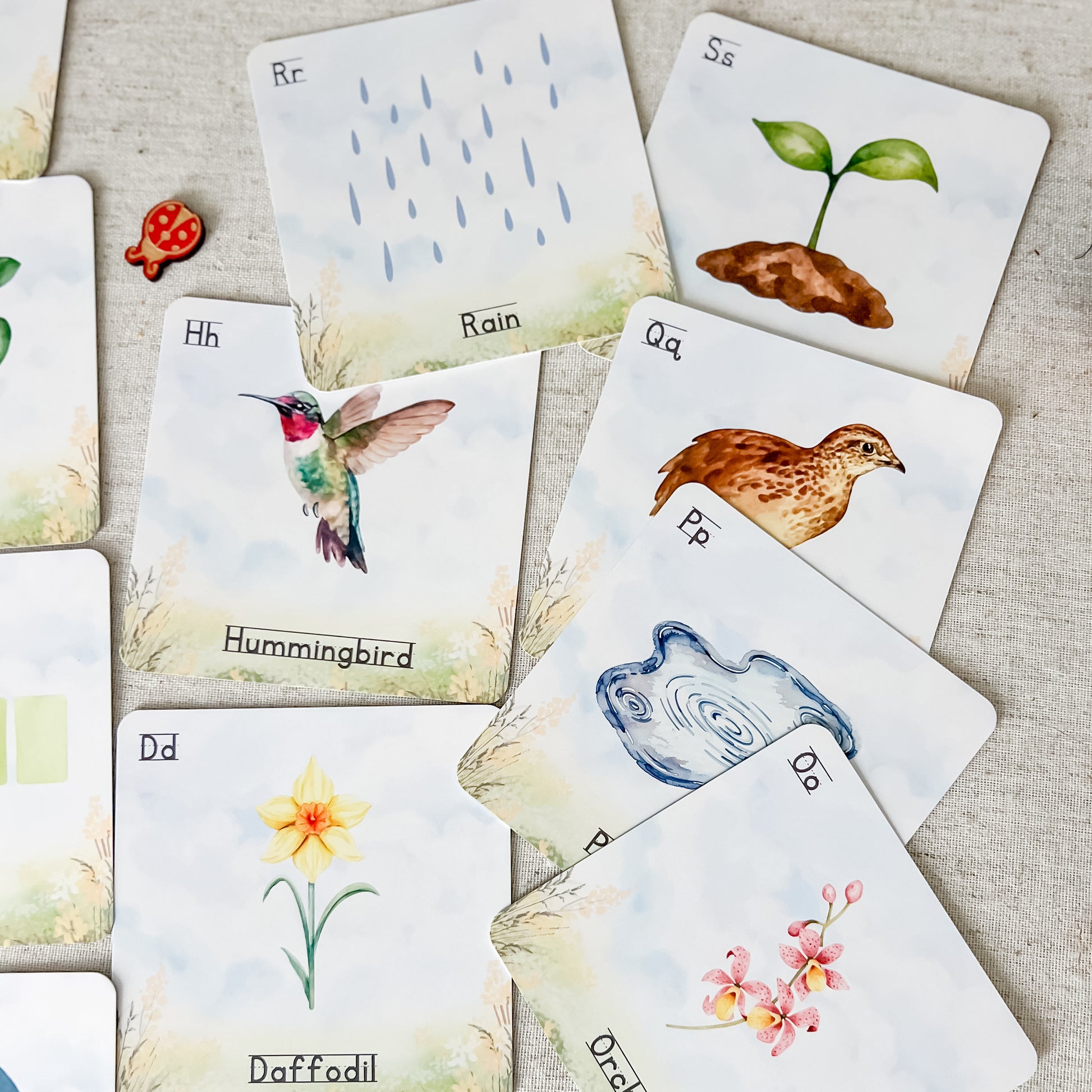 Spring Alphabet Cards - Chickadees Wooden Toys