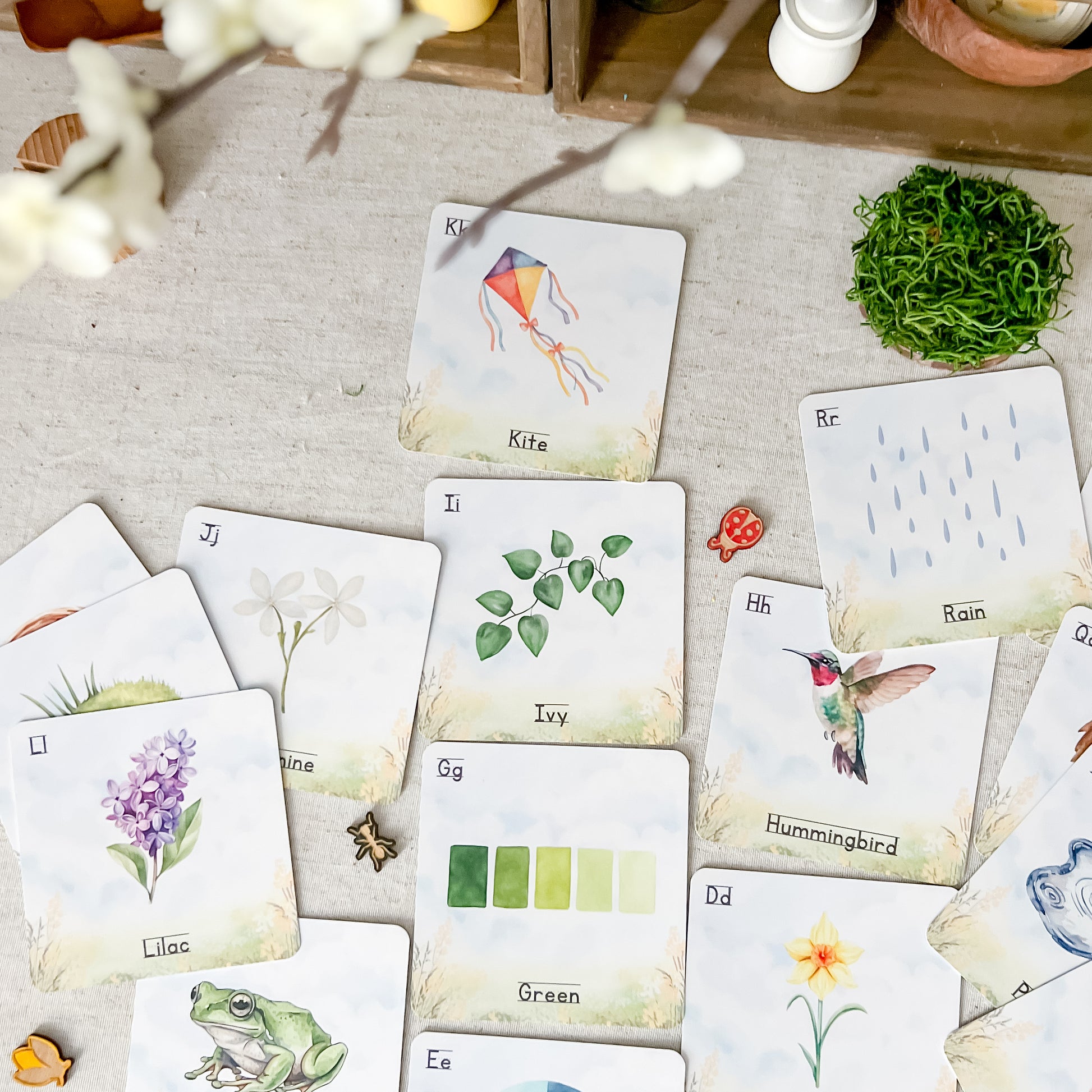 Spring Alphabet Cards - Chickadees Wooden Toys