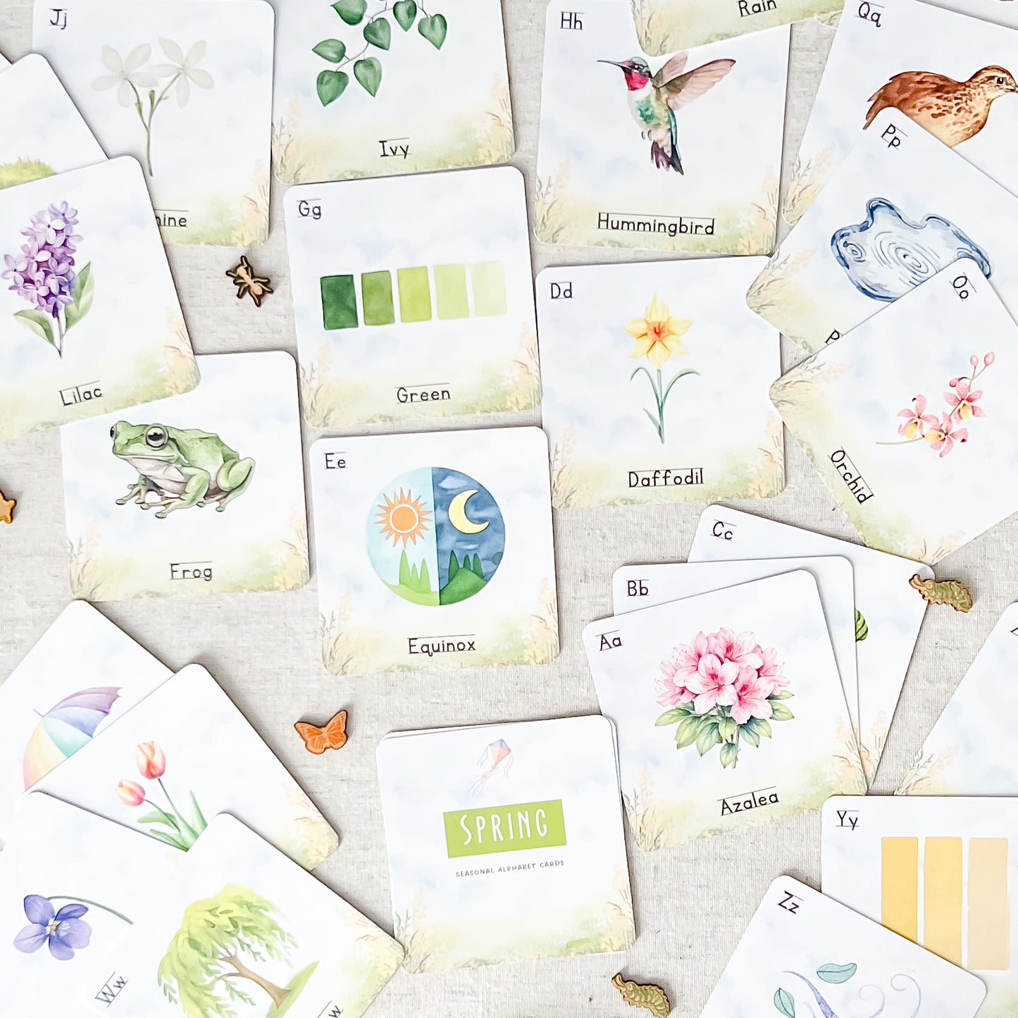 Spring Alphabet Cards - Chickadees Wooden Toys