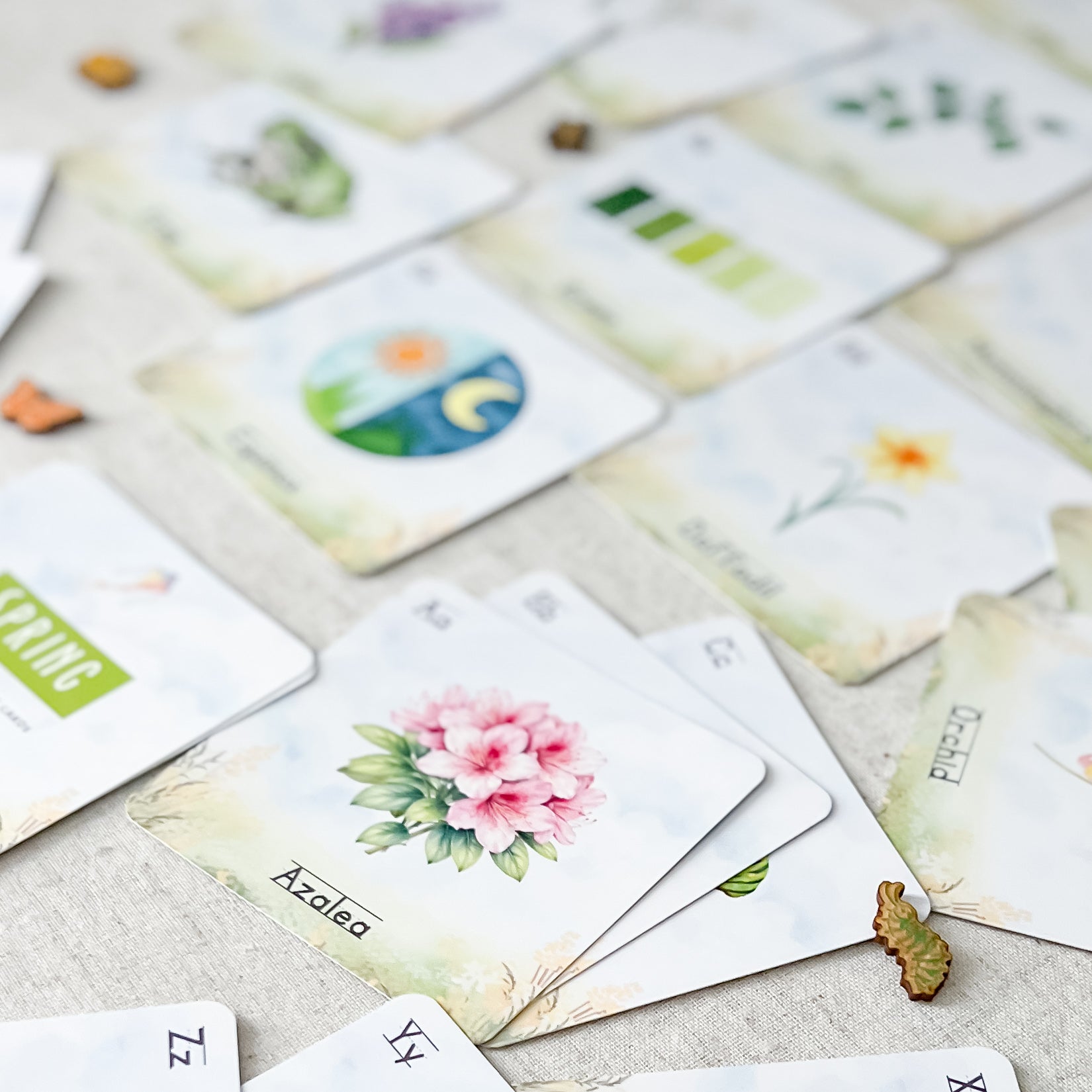 Spring Alphabet Cards - Chickadees Wooden Toys