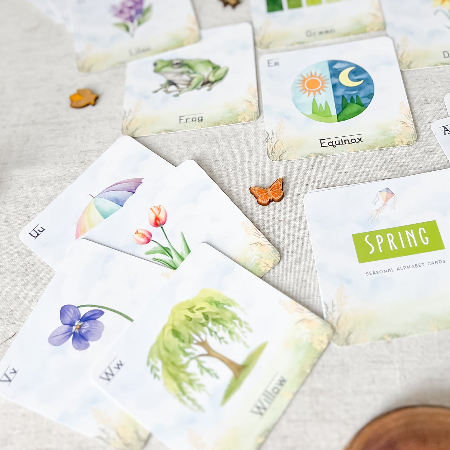 Spring Alphabet Cards - Chickadees Wooden Toys