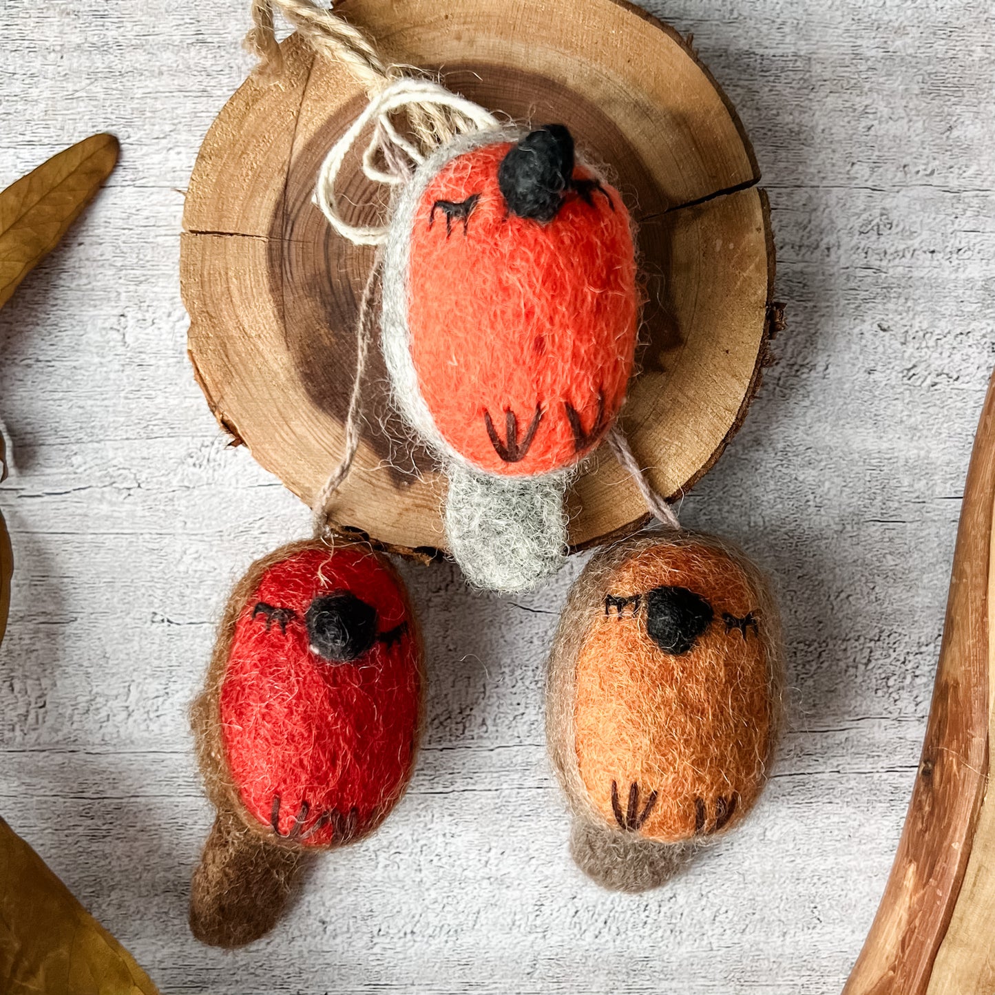 Whimsical Felted Robins