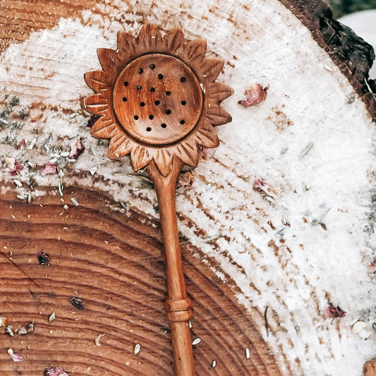 Sunflower Slotted Spoon - Chickadees Wooden Toys