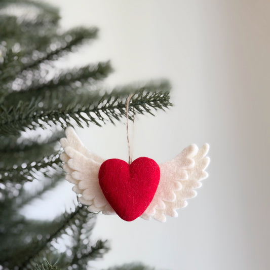 Felt Ornament - Love with Wing Ornament - Chickadees Wooden Toys