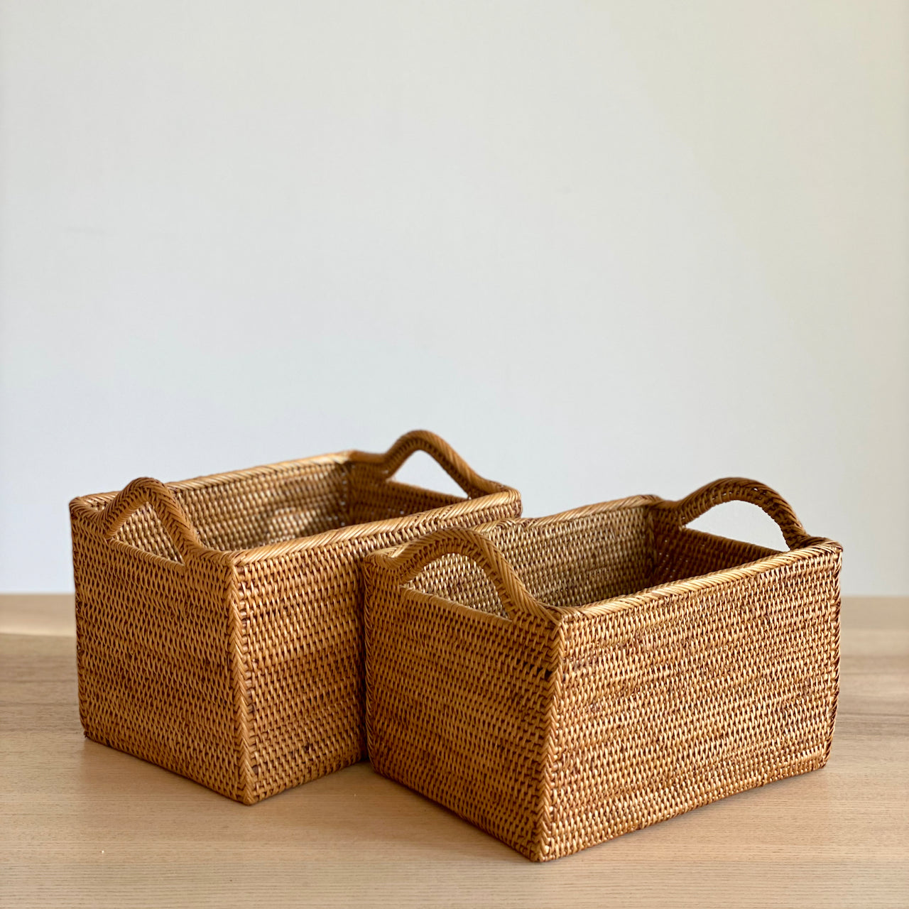 Bali Rectangular Rattan Basket with Handles - Chickadees Wooden Toys