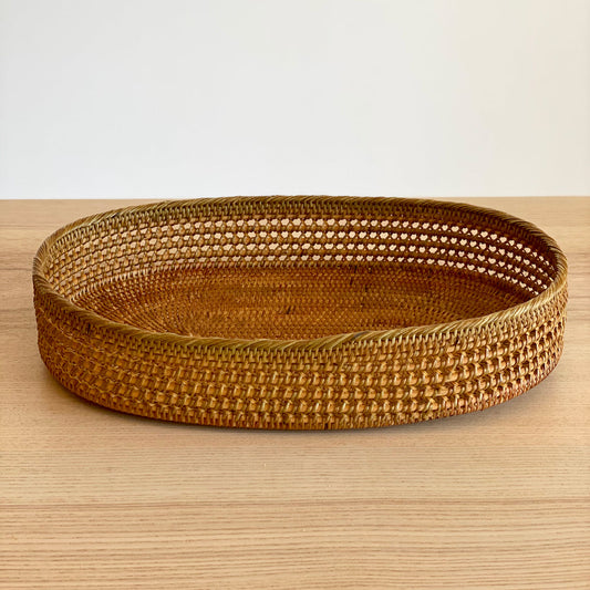 Bali Oval Rattan Woven Tray - Chickadees Wooden Toys