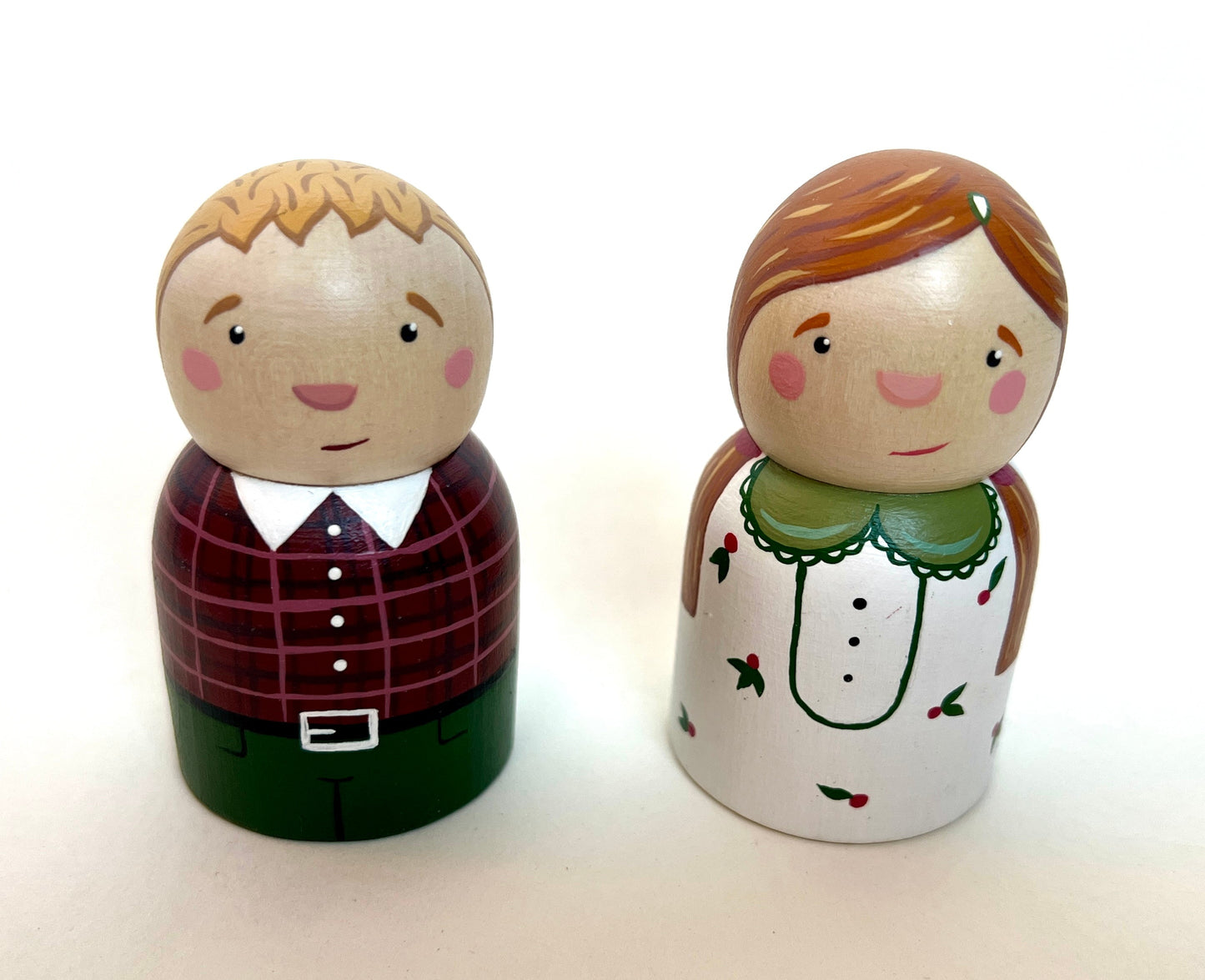 Handcrafted Wooden Peg Dolls – Boy and Girl Figurines for Imaginative Play