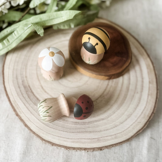 Spring Nature Peek-a-Boo Pots - Chickadees Wooden Toys