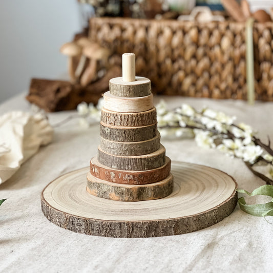 Natural Wood Ring Stacker - Chickadees Wooden Toys