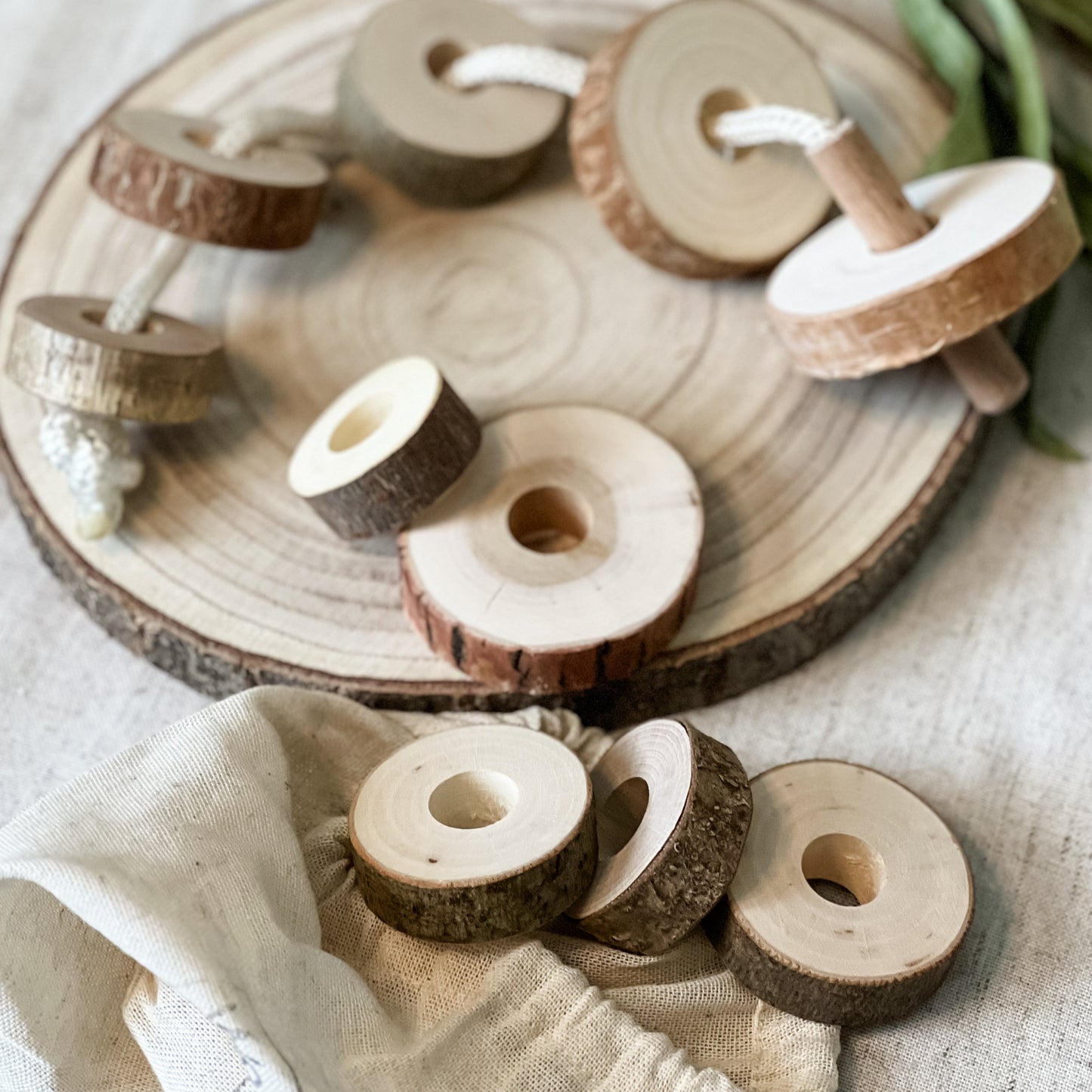 Chunky Wood Disc Lacing Set - Chickadees Wooden Toys