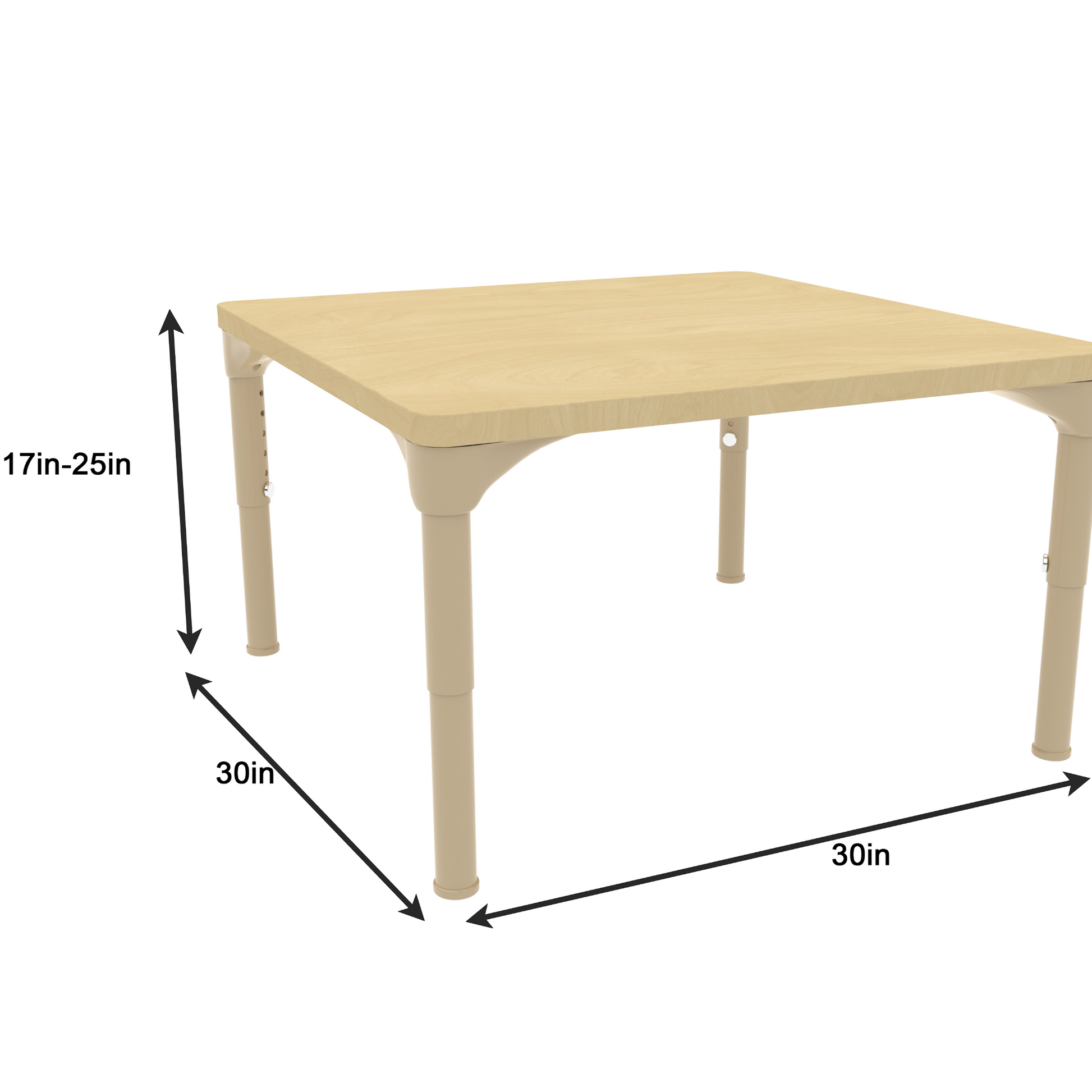 Square Adjustable Kids Table – 17" to 25" Height | Activity Table for Classrooms, Daycares & Homeschool - Chickadees Wooden Toys