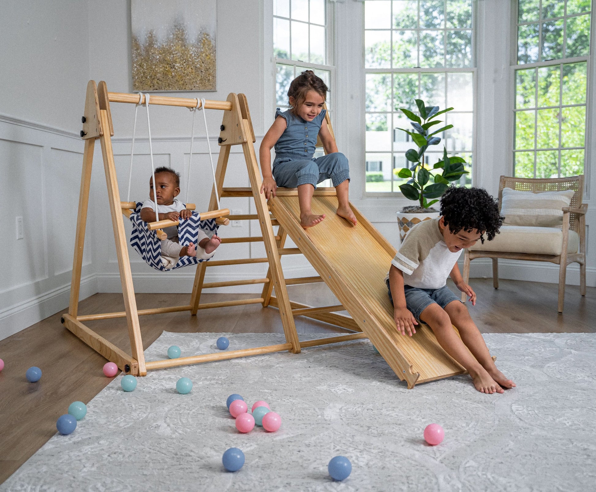 Juniper | Toddler Climber & Swing | Foldable - Chickadees Wooden Toys