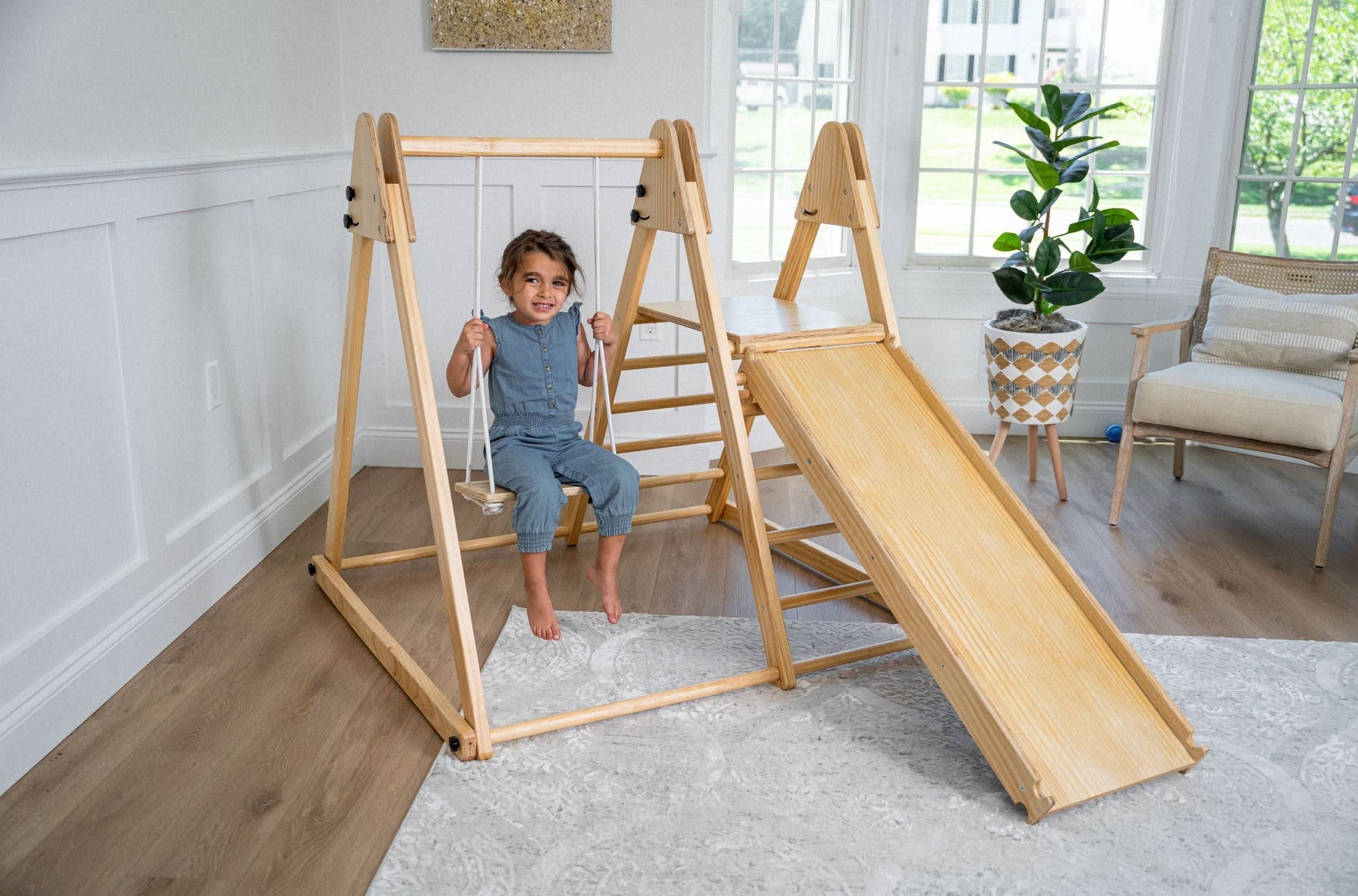 Juniper | Toddler Climber & Swing | Foldable - Chickadees Wooden Toys