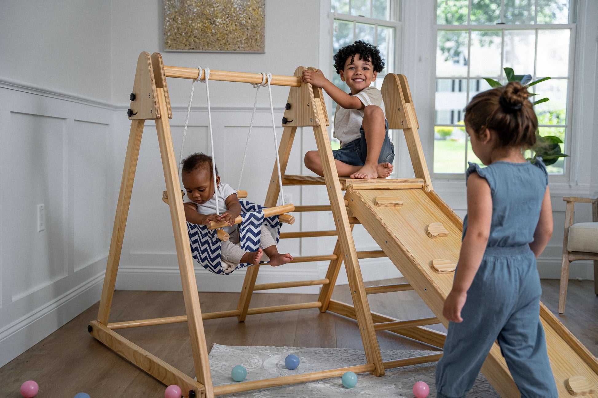 Juniper | Toddler Climber & Swing | Foldable - Chickadees Wooden Toys