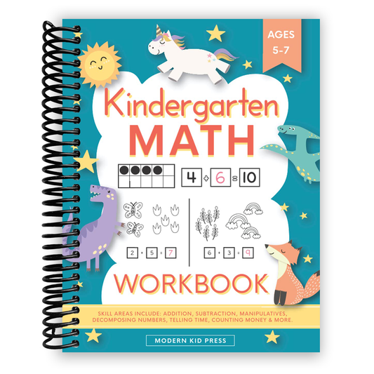 Kindergarten Math Workbook: Kindergarten and 1st Grade Workbook Age 5-7 | Homeschool Kindergarteners | Addition and Subtraction Activities + Worksheets (Spiral Bound) - Chickadees Wooden Toys
