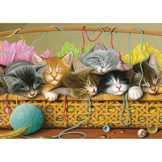 Kittens in Basket 35 Piece Tray Jigsaw Puzzle Cobble Hill - Chickadees Wooden Toys