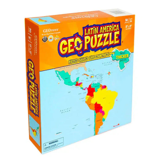 Latin America GeoPuzzle 50 Piece Jigsaw Puzzle Geotoys - Chickadees Wooden Toys