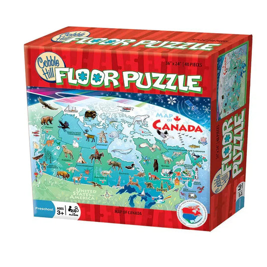 Map of Canada 48 Piece Floor Jigsaw Puzzle Cobble Hill - Chickadees Wooden Toys