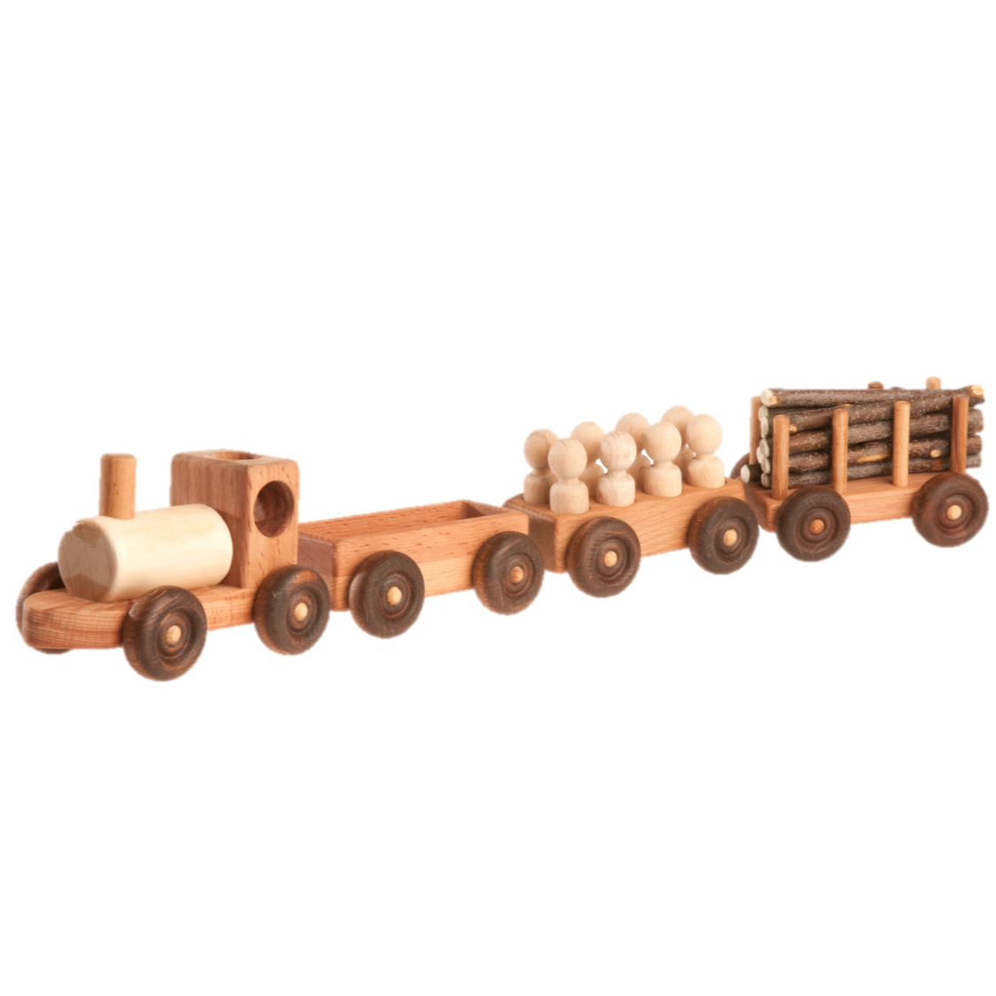 Handmade Wooden Toy Train Play Set, 23" Long