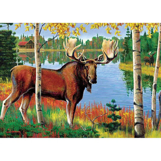 Moose 35 Piece Tray Jigsaw Puzzle Cobble Hill - Chickadees Wooden Toys