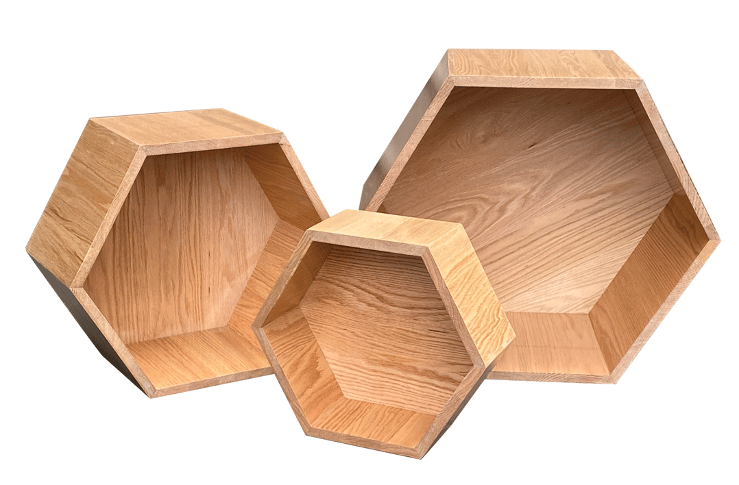 Hexagon Nesting Tables (Set of 3) | Solid European Oak - Chickadees Wooden Toys