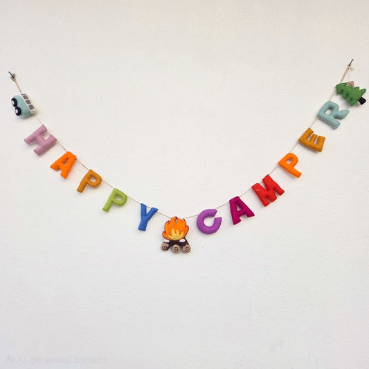 Felt Garland - Happy Camper - Chickadees Wooden Toys
