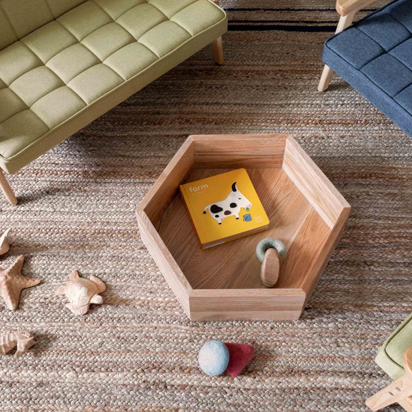 Hexagon Nesting Tables (Set of 3) | Solid European Oak - Chickadees Wooden Toys