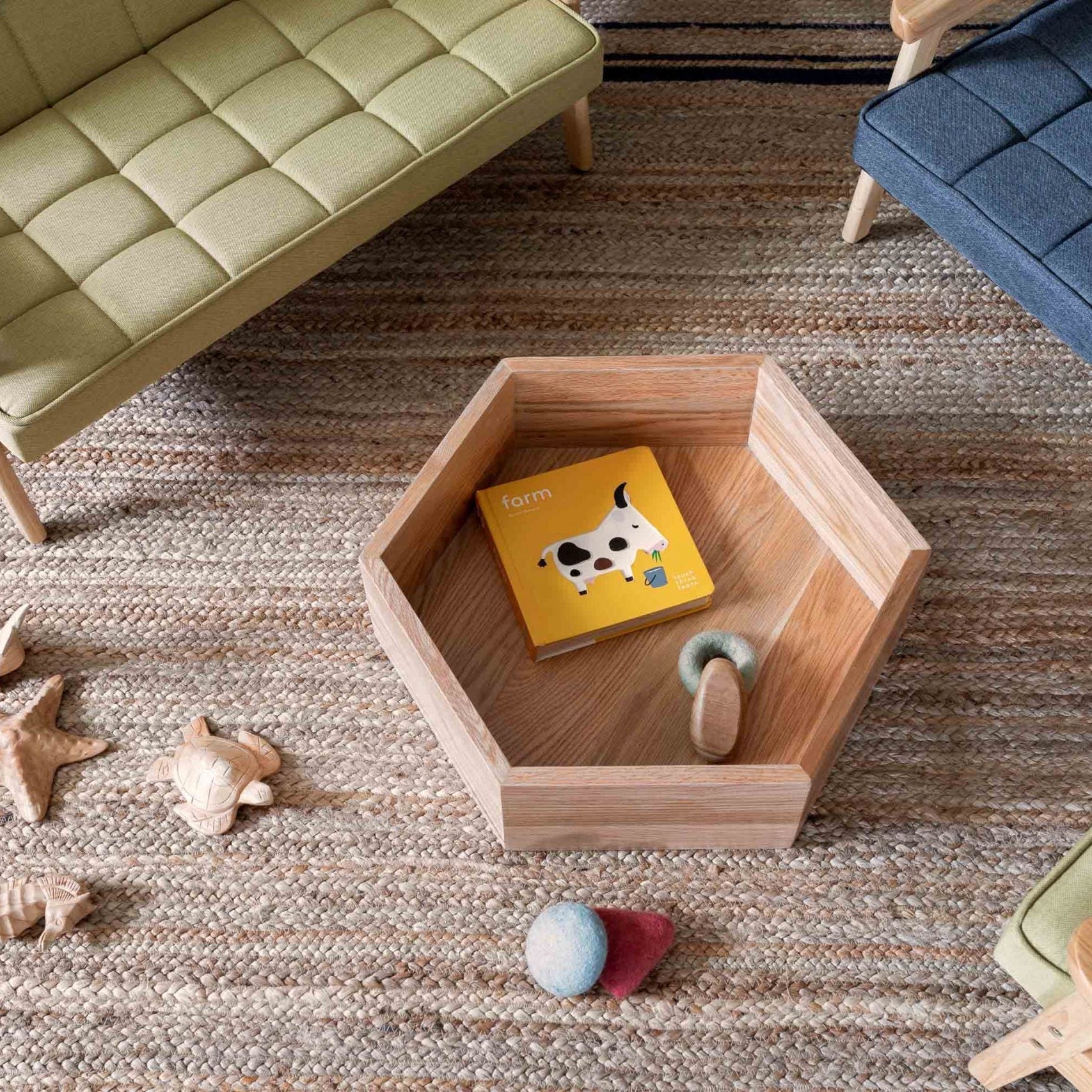 Hexagon Nesting Tables (Set of 3) | Solid European Oak - Chickadees Wooden Toys