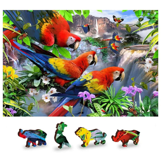 Parrot Island 150 Piece Wood Jigsaw Puzzle Wooden City