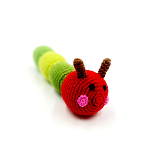 Caterpillar Rattle - Red - Chickadees Wooden Toys