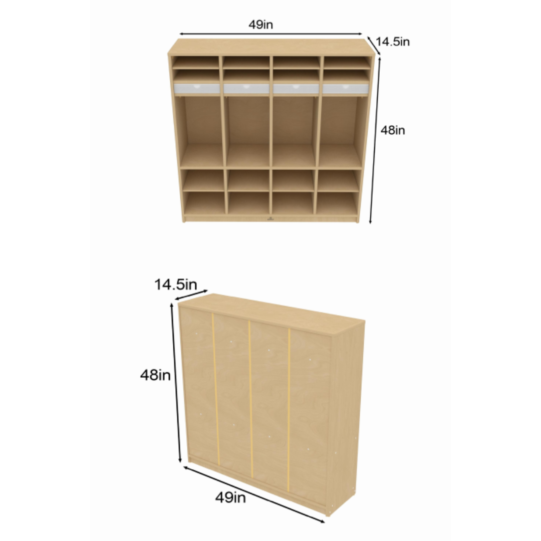 Preschool Cubbies | Quad - Chickadees Wooden Toys