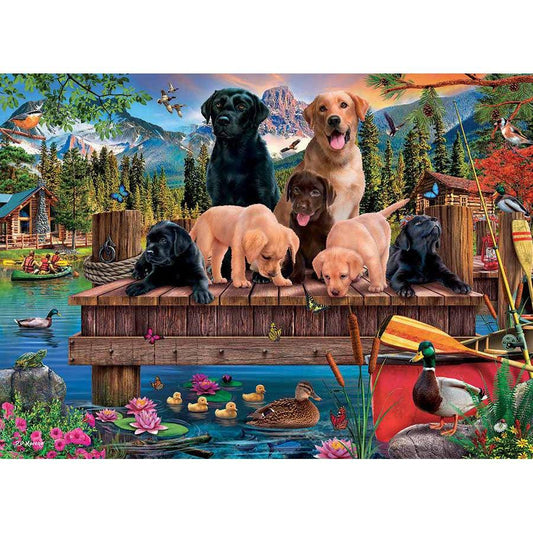 Pups & Ducks 350 Piece Family Jigsaw Puzzle Cobble Hill - Chickadees Wooden Toys