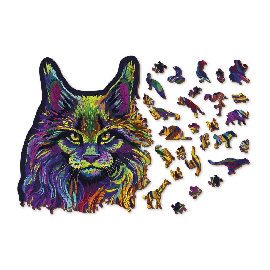 Rainbow Wild Cat 274 Piece Wood Jigsaw Puzzle Wooden City